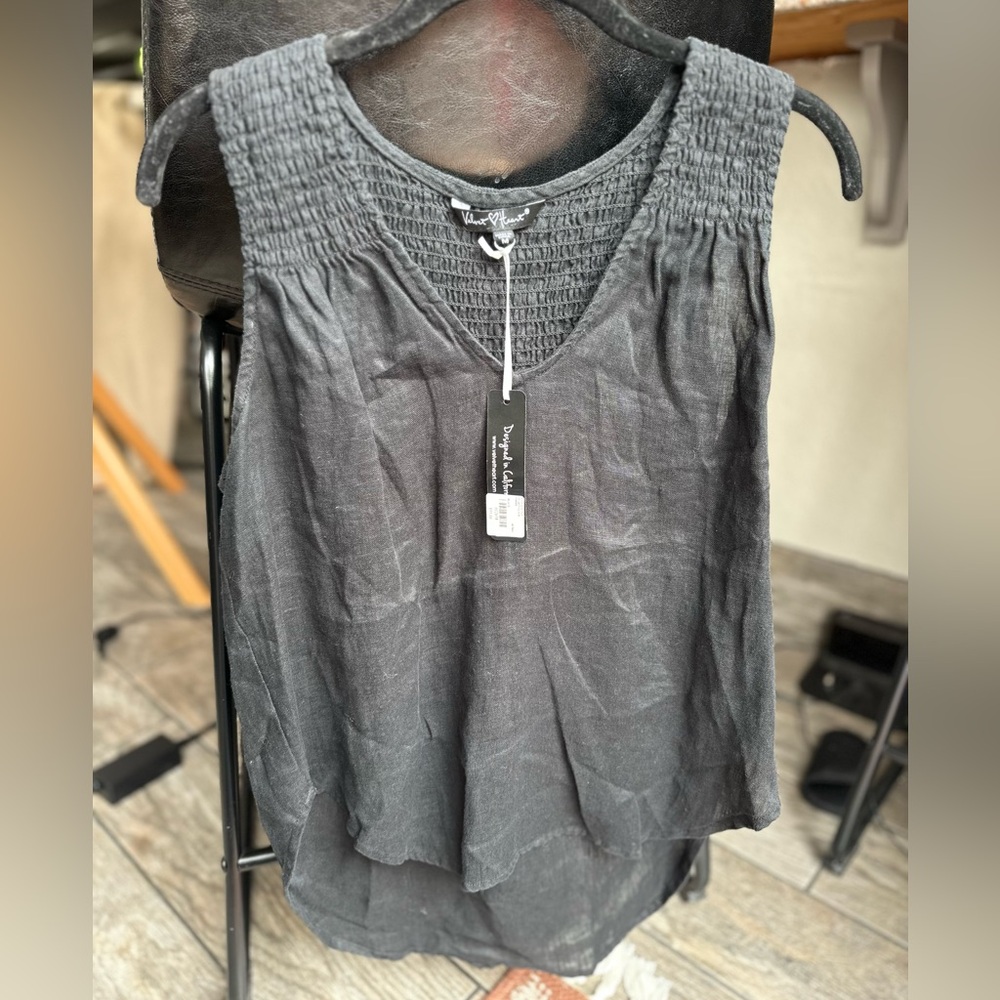 Velvet Heart Black Smocked Blouse Relaxed Fit